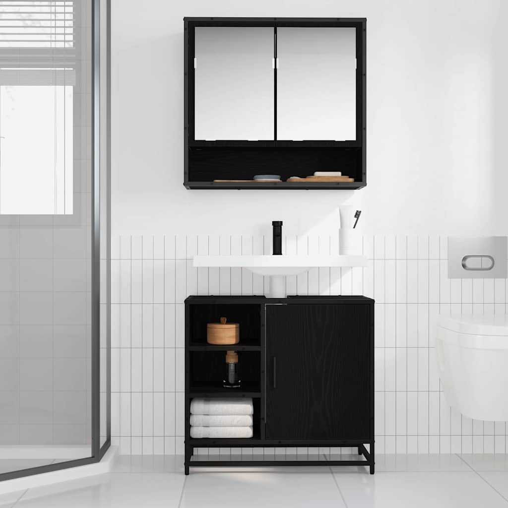 Mobile Da Bagno Rovere Nero 65 X 33 X 60 Cm Legno Multistrato - Image 4