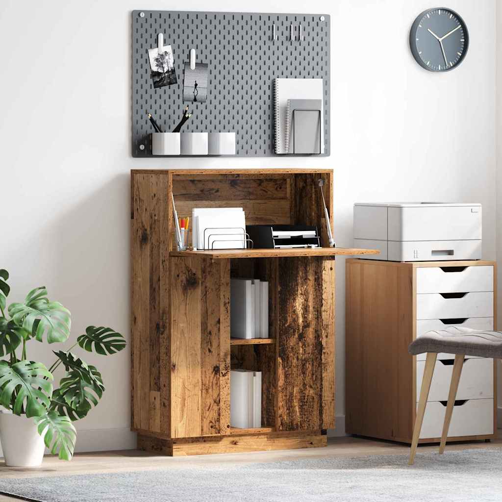 Scrivania Con Lo Scaffale Legno Vecchio 71,5 X 31,5 X 106,5 cm