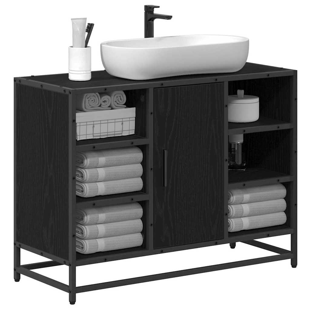 Mobile Da Bagno Rovere Nero 80 X 33 X 60 Cm Legno Multistrato - Image 3