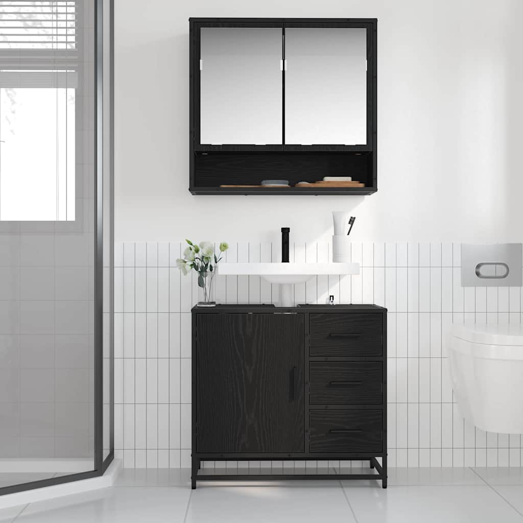 Mobile Da Bagno Rovere Nero 65 X 33 X 60 Cm Legno Multistrato - Image 4