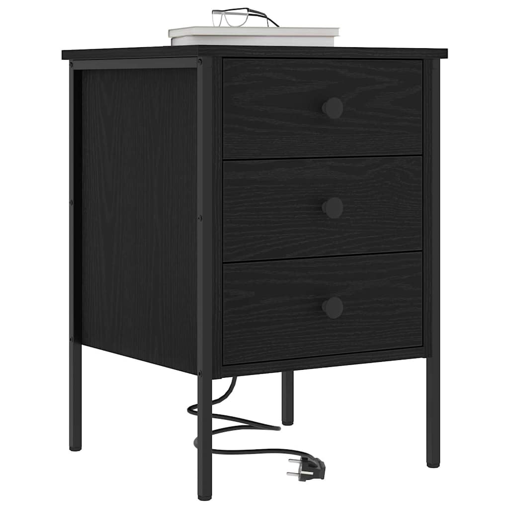 Armadio Da Notte Con Cassetto 2 Pcs Rovere Nero 42 X 41 X 61 cm - Image 3