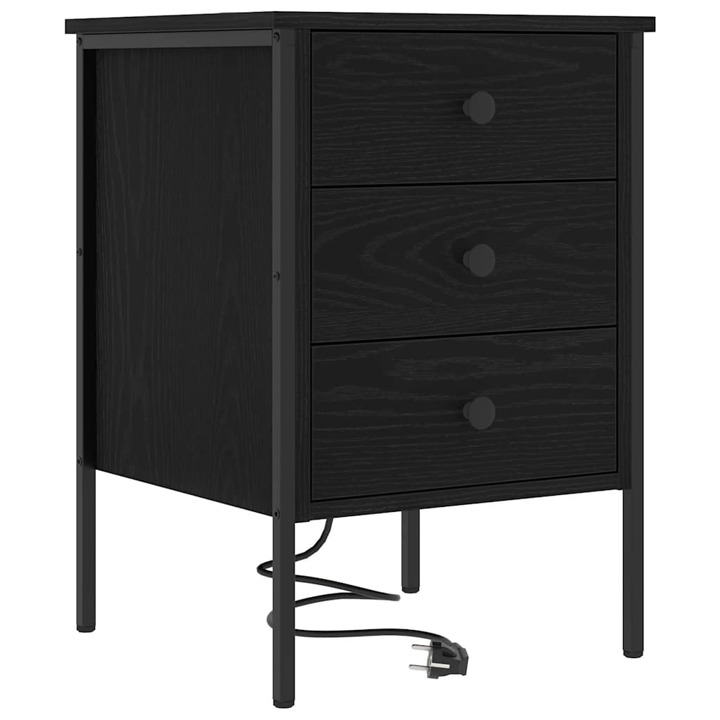 Armadio Da Notte Con Cassetto 2 Pcs Rovere Nero 42 X 41 X 61 cm - Image 5