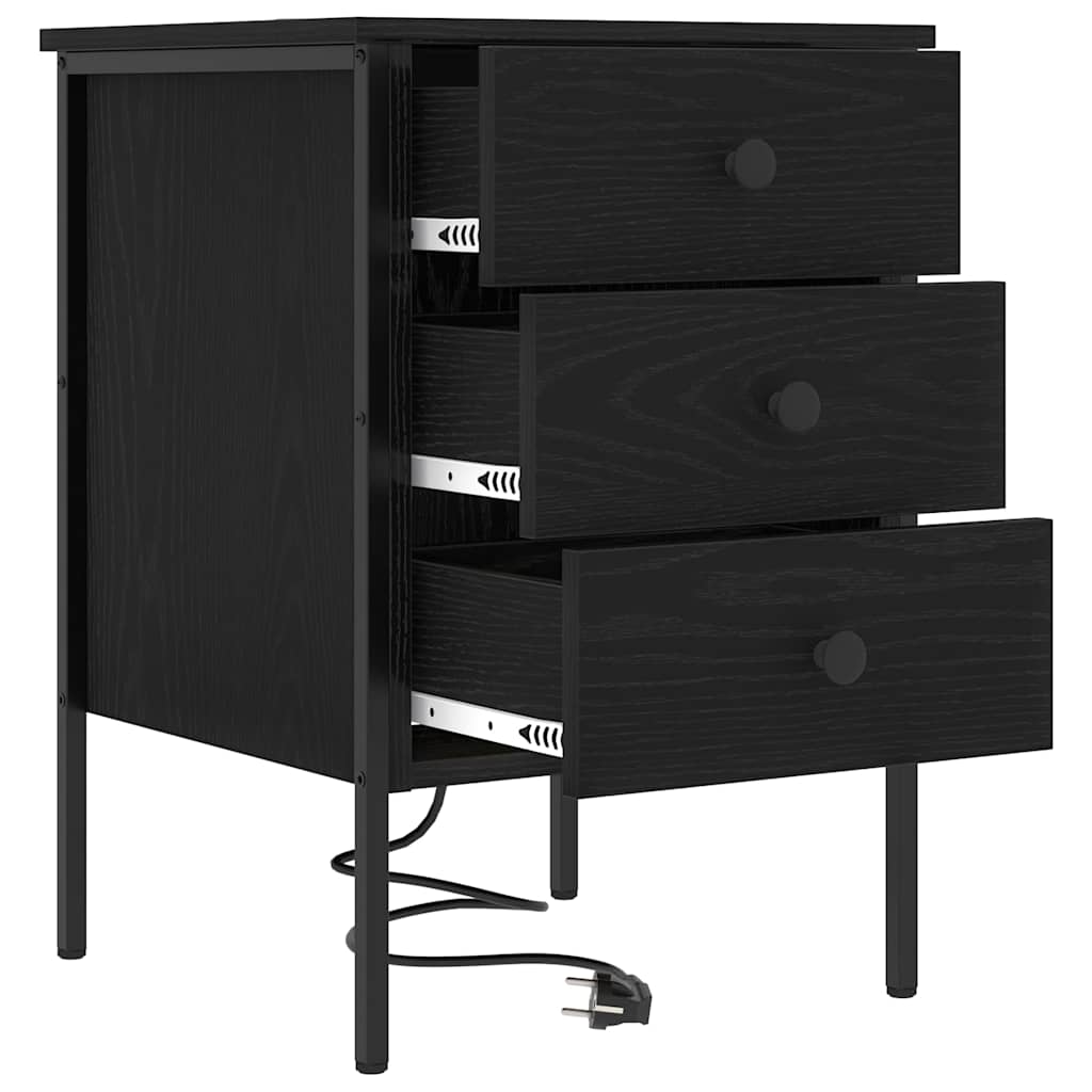 Armadio Da Notte Con Cassetto 2 Pcs Rovere Nero 42 X 41 X 61 cm - Image 6