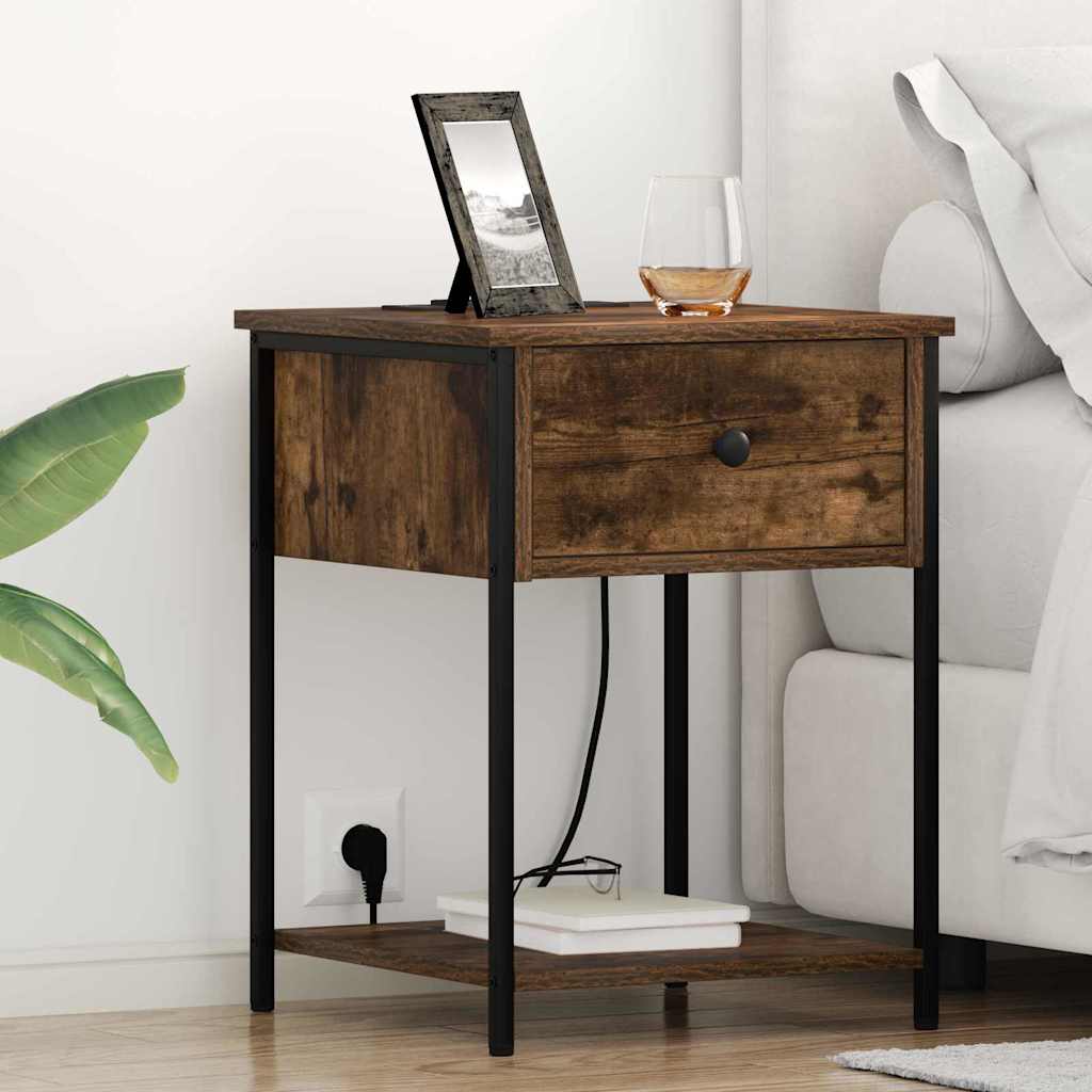 Armadio Da Notte Con Cassetto 2 Pcs Rovere Fumo 42 X 41 X 56 cm
