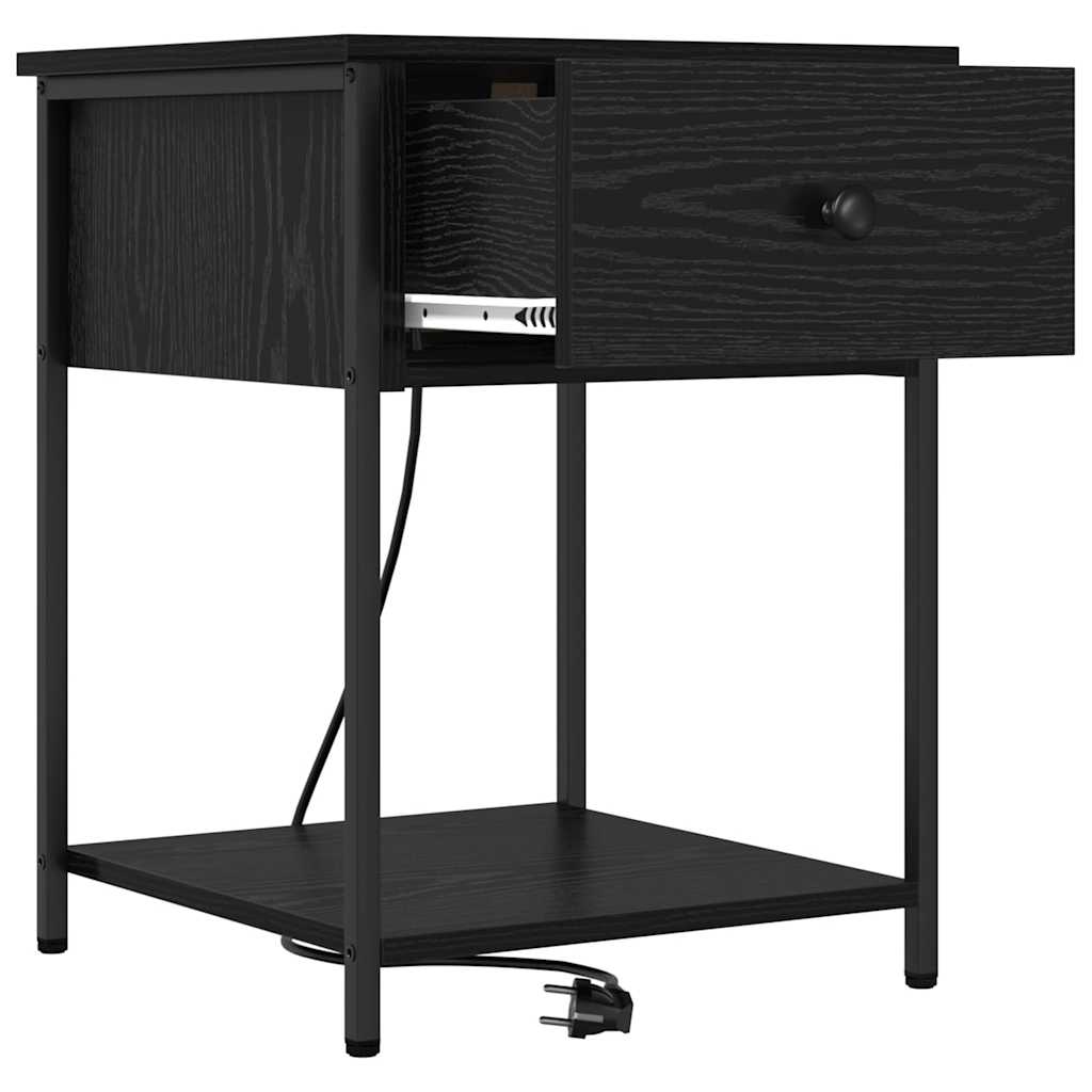 Armadio Da Notte Con Cassetto 2 Pcs Rovere Nero 42 X 41 X 56 cm - Image 6