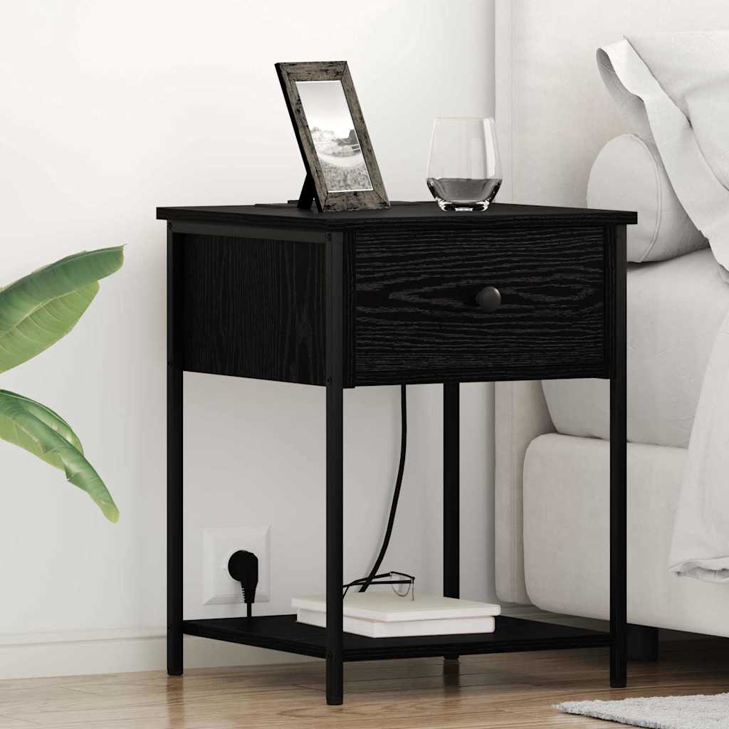 Armadio Da Notte Rovere Nero 42 X 41 X 56 Cm Legno Multistrato