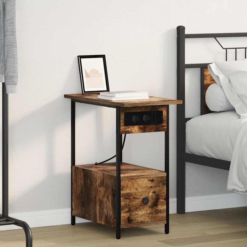 Armadio Da Notte Rovere Fumo 60 X 30 X 61 Cm Legno Multistrato