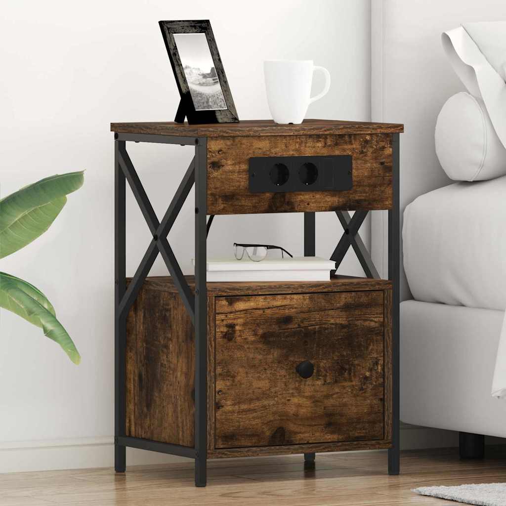 Armadio Da Notte Rovere Fumo 40 X 31 X 60 Cm Legno Multistrato