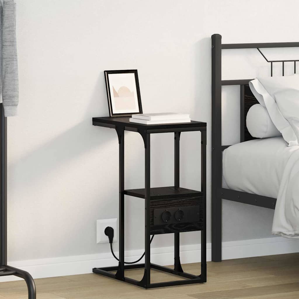 Armadio Da Notte Con Cassetto Rovere Nero 41.5 X 26 X 60.5 cm