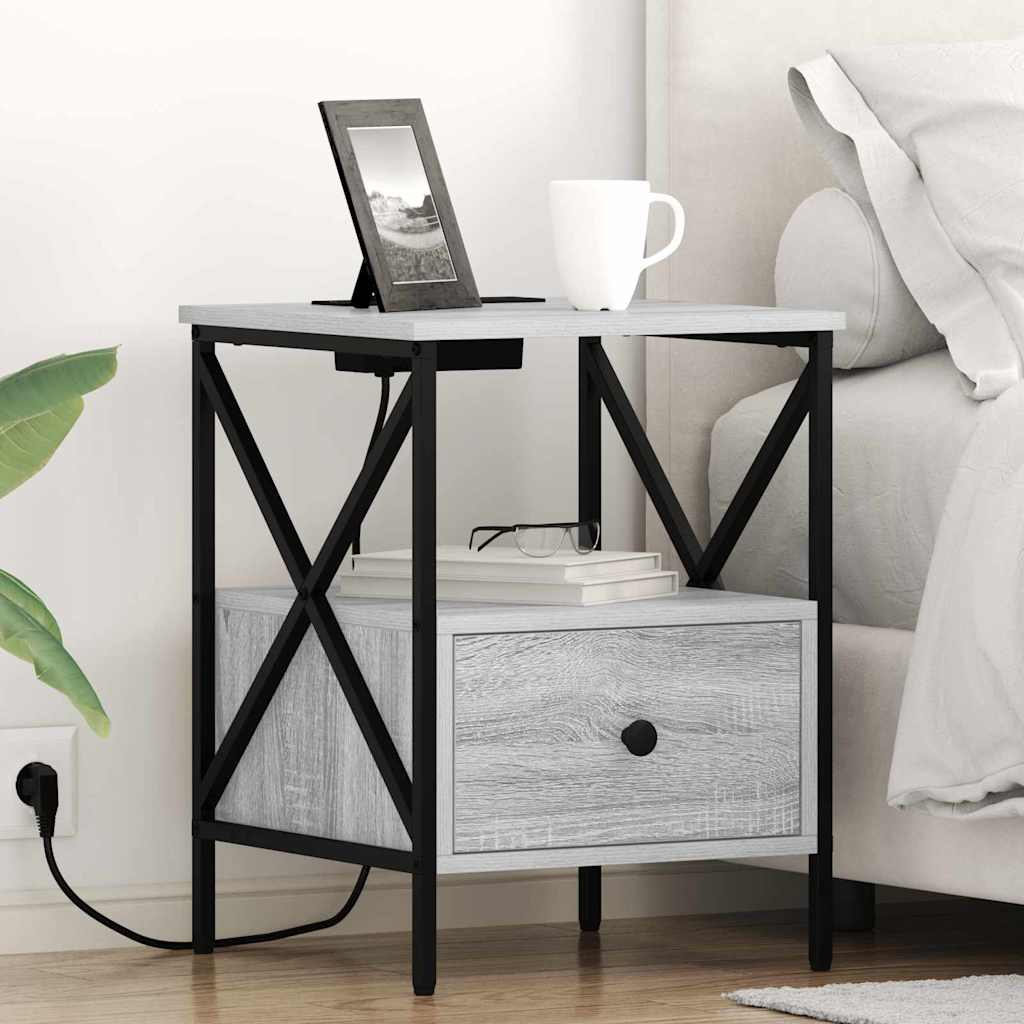 Armadio Da Notte Con Cassetto Grigio Sonoma 41.5 X 40.5 X 55 cm