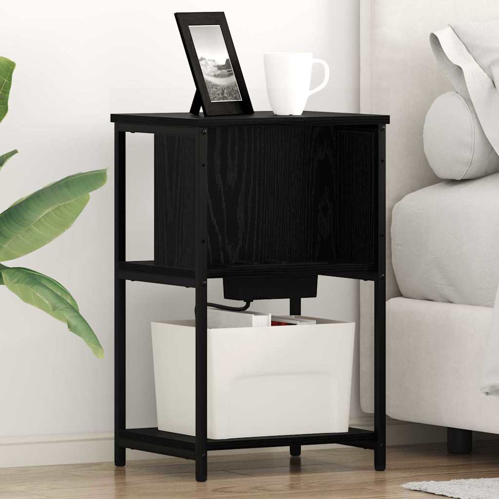 Armadio Da Notte Rovere Nero 38 X 31 X 61 Cm Legno Multistrato