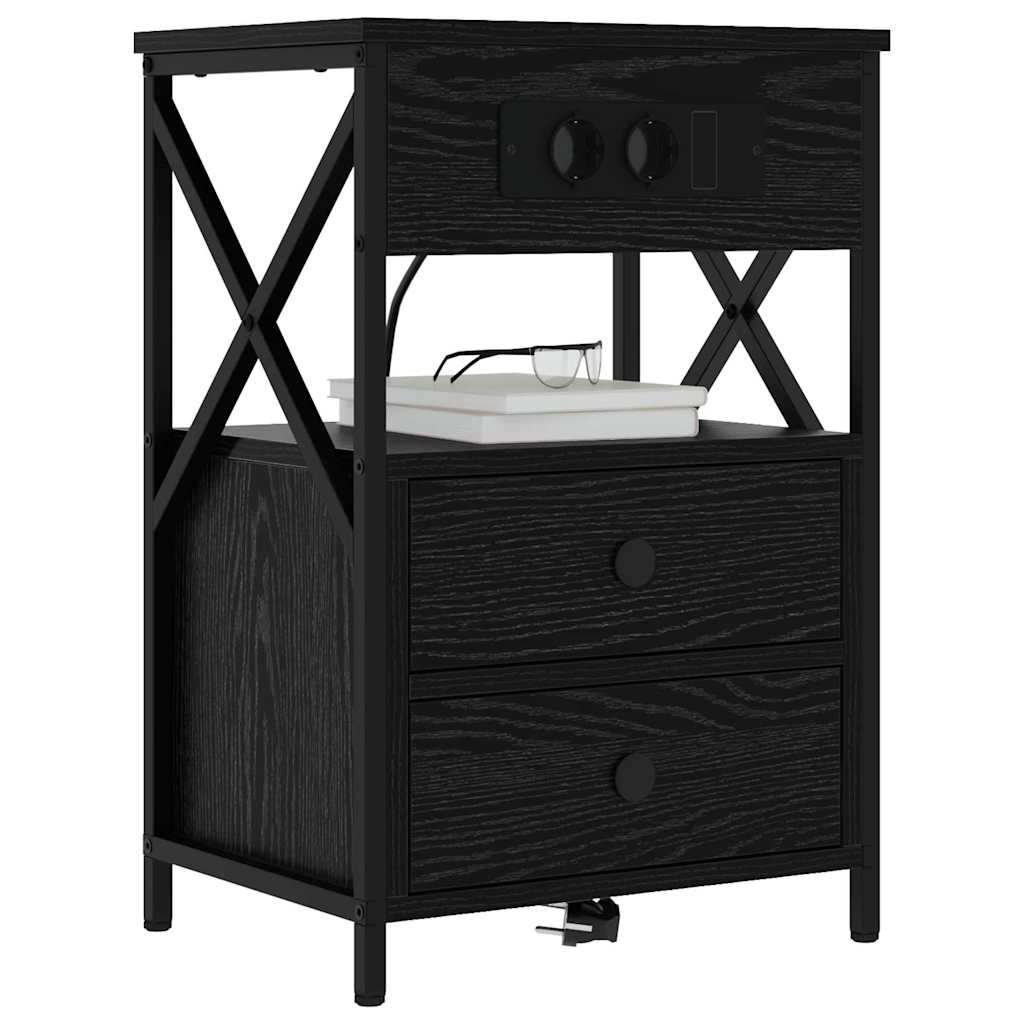 Armadio Da Notte Con Cassetto 2 Pcs Rovere Nero 40 X 31 X 60 cm - Image 3