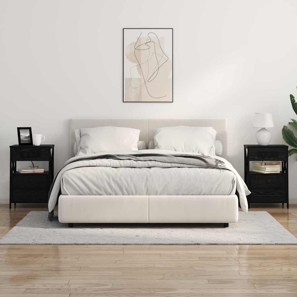 Armadio Da Notte Con Cassetto 2 Pcs Rovere Nero 40 X 31 X 60 cm - Image 4
