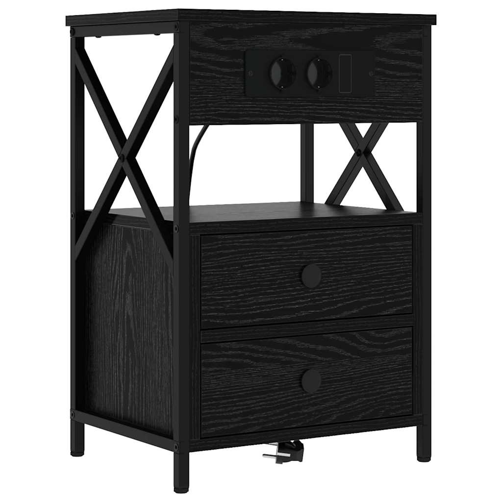 Armadio Da Notte Con Cassetto 2 Pcs Rovere Nero 40 X 31 X 60 cm - Image 5