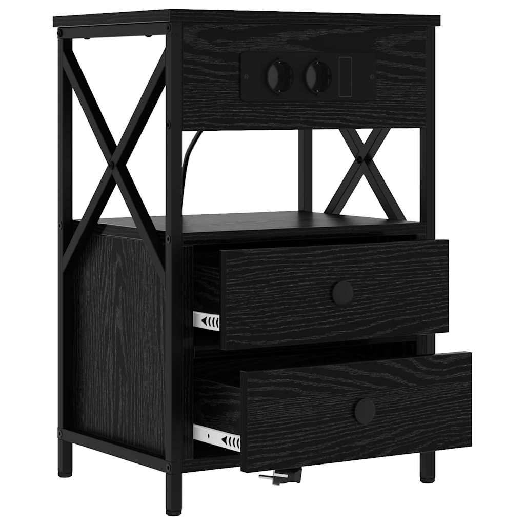 Armadio Da Notte Con Cassetto 2 Pcs Rovere Nero 40 X 31 X 60 cm - Image 6