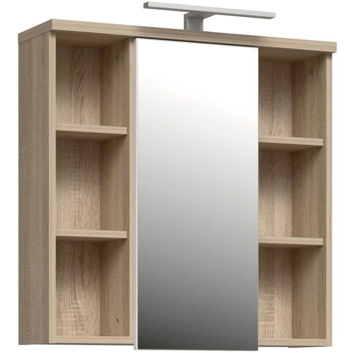 Mobiletto Sospeso - Rovere Sonoma - 1 Anta Con Specchio - Mobile Bagno - 68,6 X 20 X 68,1 cm