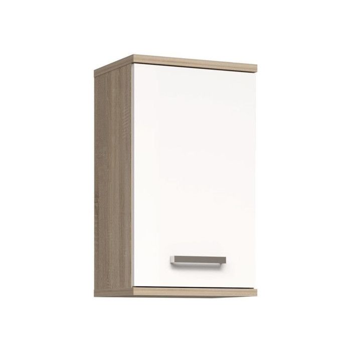 Mobiletto Sospeso - Bianco / Rovere Sonoma - 1 Anta - Mobile Bagno - 68,8 X 29 X 40,2 cm