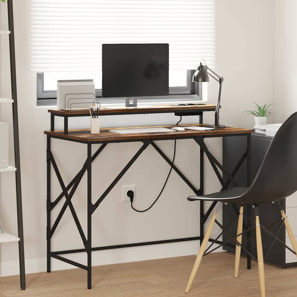 Scrivania Rovere Fumo 100 X 50 X 86.5 Cm Legno Multistrato