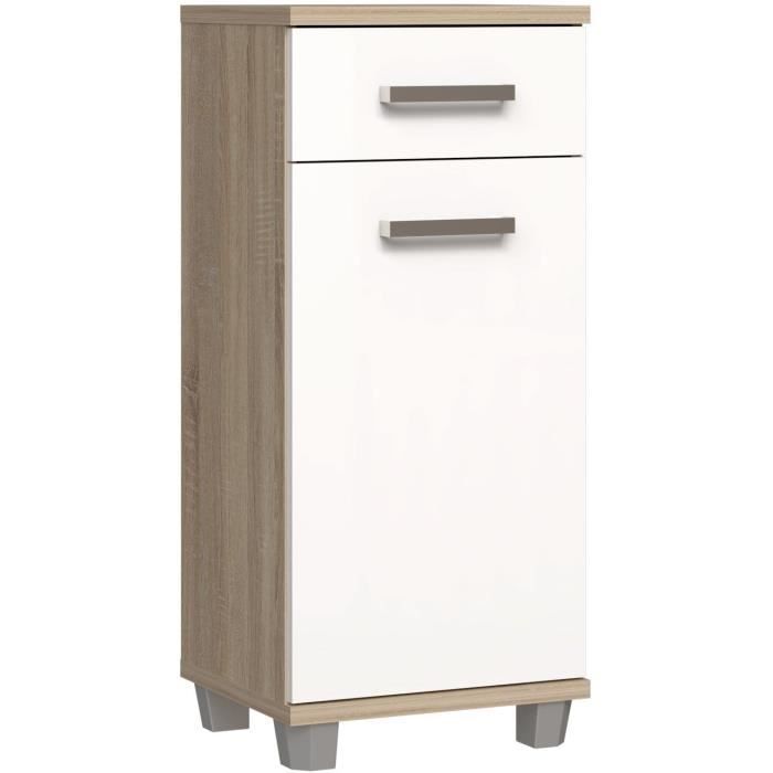 Veris - Mobile Lavabo Da Bagno - 90,8 X 34,8 X 40,2 Cm - Bianco / Rovere Sonoma - Forte
