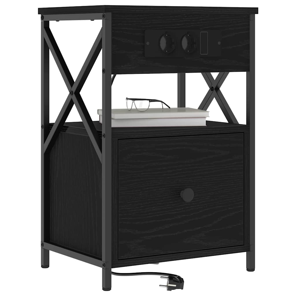 Armadio Da Notte Con Cassetto 2 Pcs Rovere Nero 40 X 31 X 60 cm - Image 3