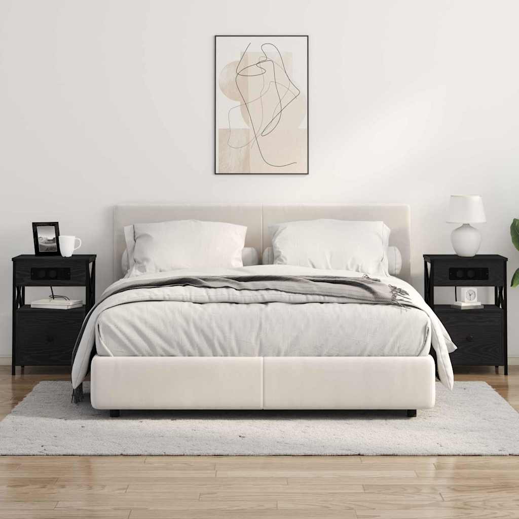 Armadio Da Notte Con Cassetto 2 Pcs Rovere Nero 40 X 31 X 60 cm - Image 4