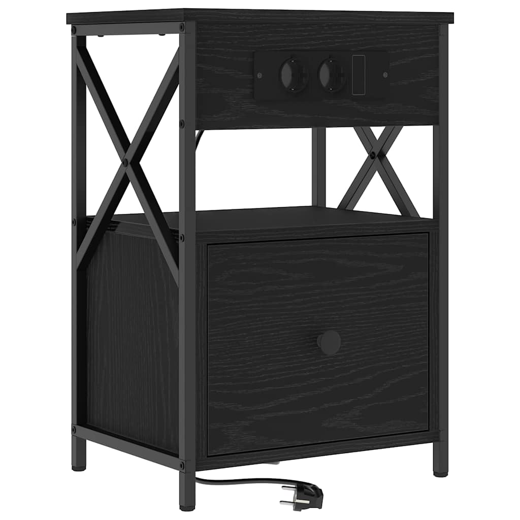 Armadio Da Notte Con Cassetto 2 Pcs Rovere Nero 40 X 31 X 60 cm - Image 5