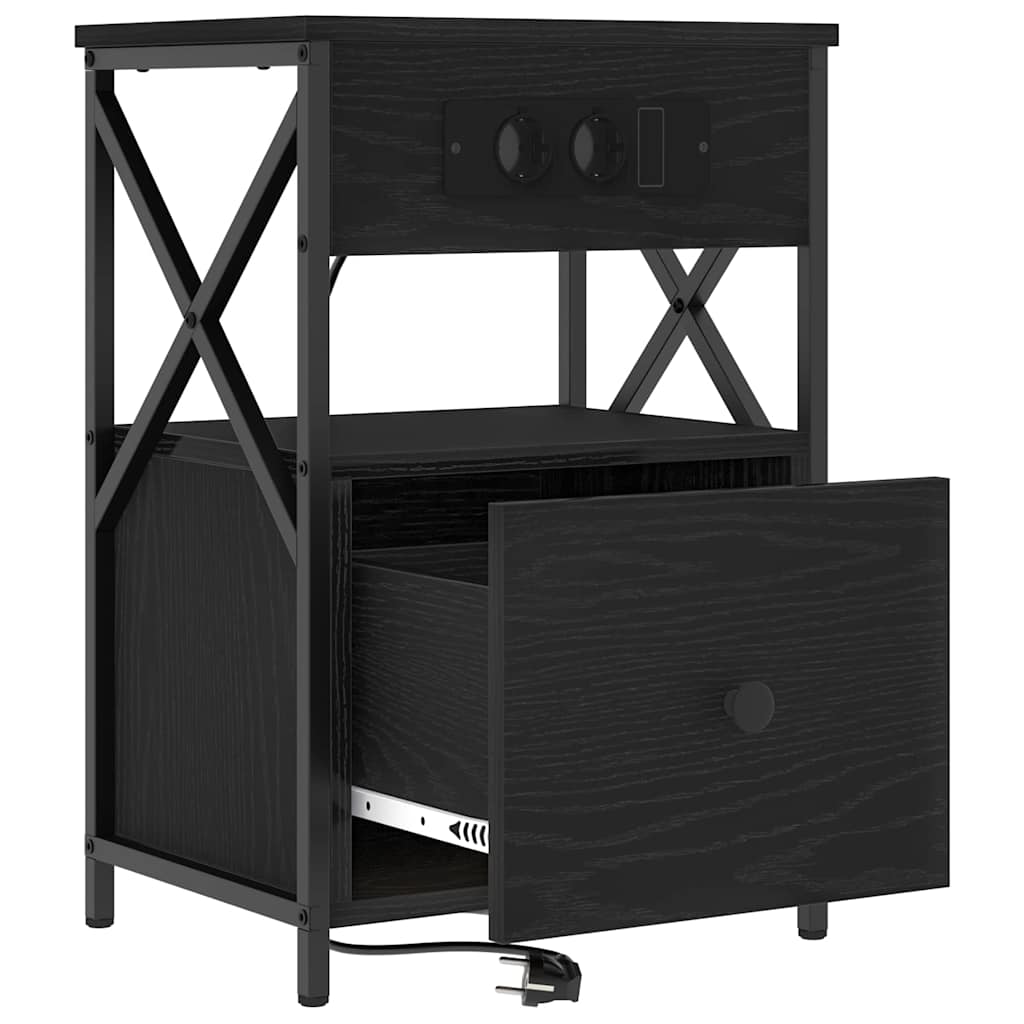 Armadio Da Notte Con Cassetto 2 Pcs Rovere Nero 40 X 31 X 60 cm - Image 6