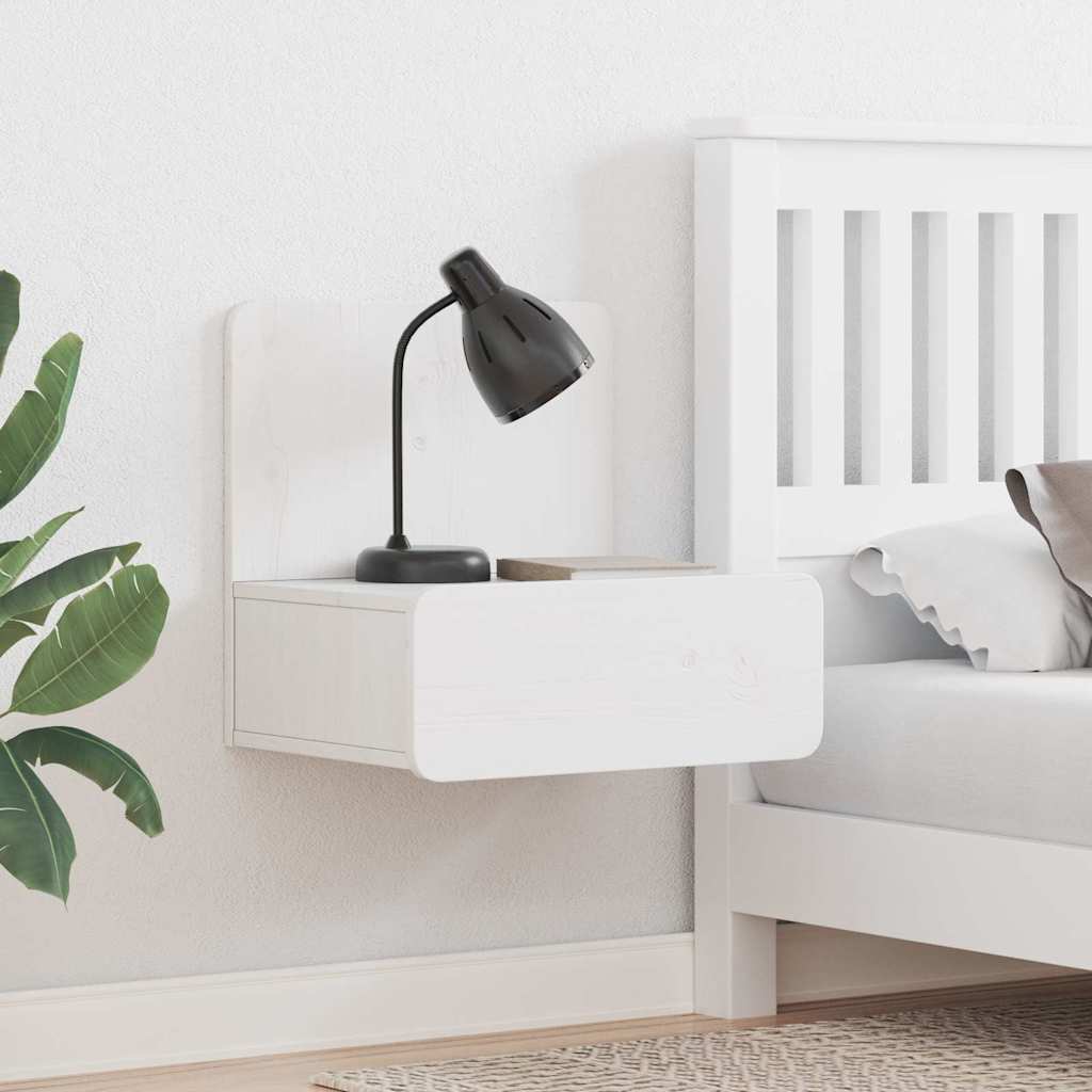 Comodino 2 Pcs Bianco 44 X 32.5 X 40 Cm Legno Di Pino Massello