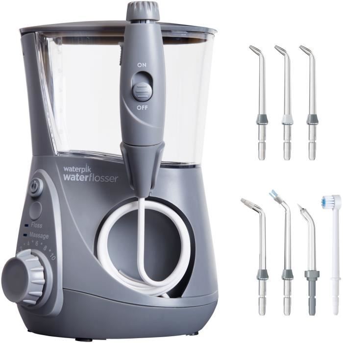 Waterpik WP-667 Ultra Professional Dental Jet - Grigio - 10 Livelli Di Pressione - 7 Punte Incluse
