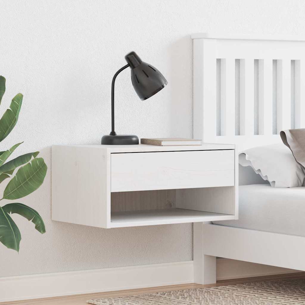 Comodino 2 Pcs Bianco 50 X 32.5 X 24 Cm Legno Di Pino Massello