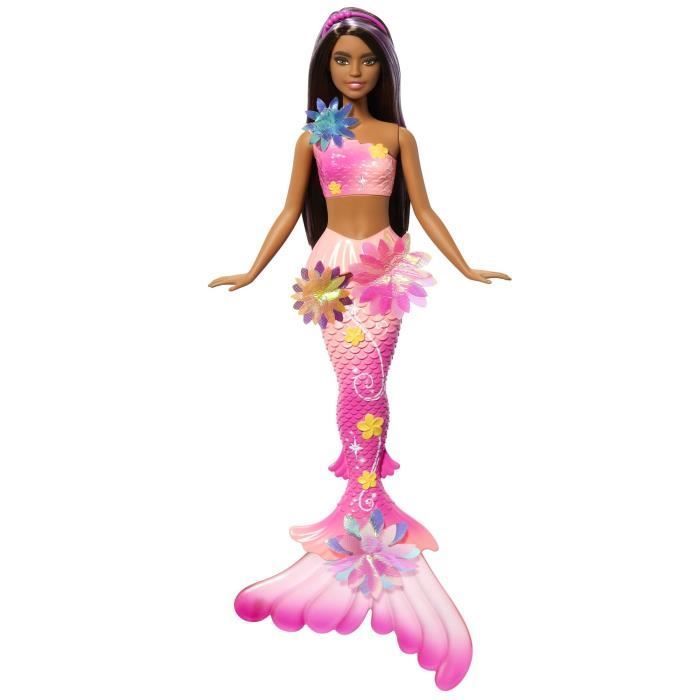 Barbie - Sirena Dei Fiori Magici - Bambola Con Lunghi Capelli Castani - Barbie - Jdm73