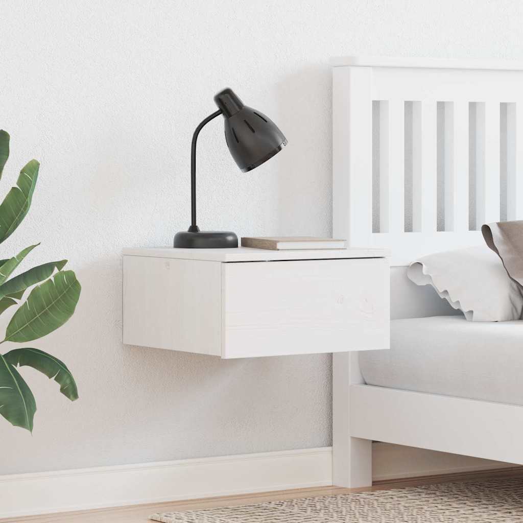 Comodino 2 Pcs Bianco 37 X 35 X 18.5 Cm Legno Di Pino Massello