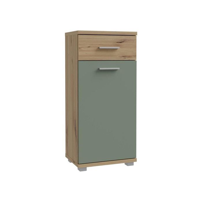 Champ - Mobile Lavabo Da Bagno - 40,2 X 28,9 X 87,6 Cm - Rovere Artisan / Verde Salvia - Forte