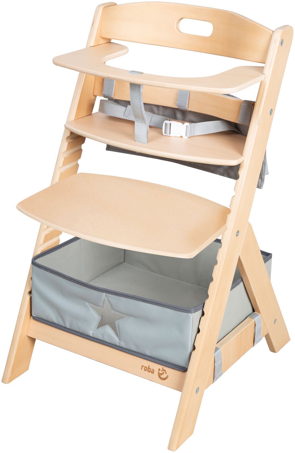 Seggiolone Trasformabile - Roba - Liv Up - Da 6 Mesi A 70 Kg - Set Organizer Incluso - Legno Naturale