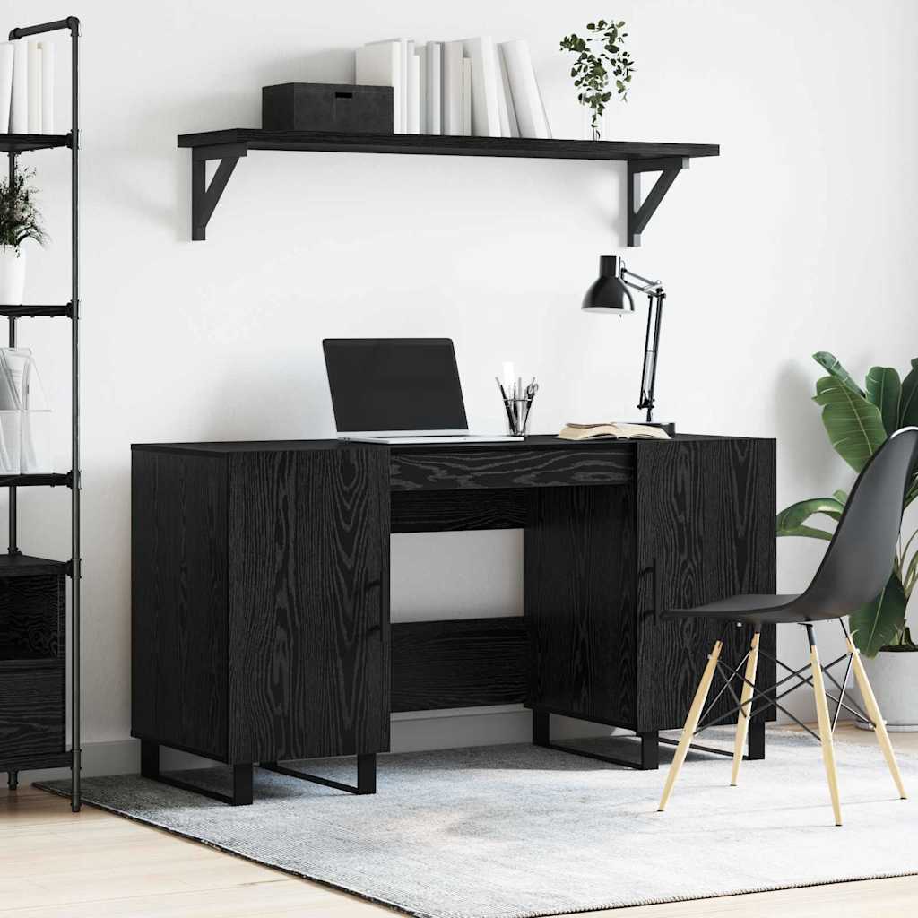Scrivania Rovere Nero 140 X 50 X 75 Cm Legno Multistrato