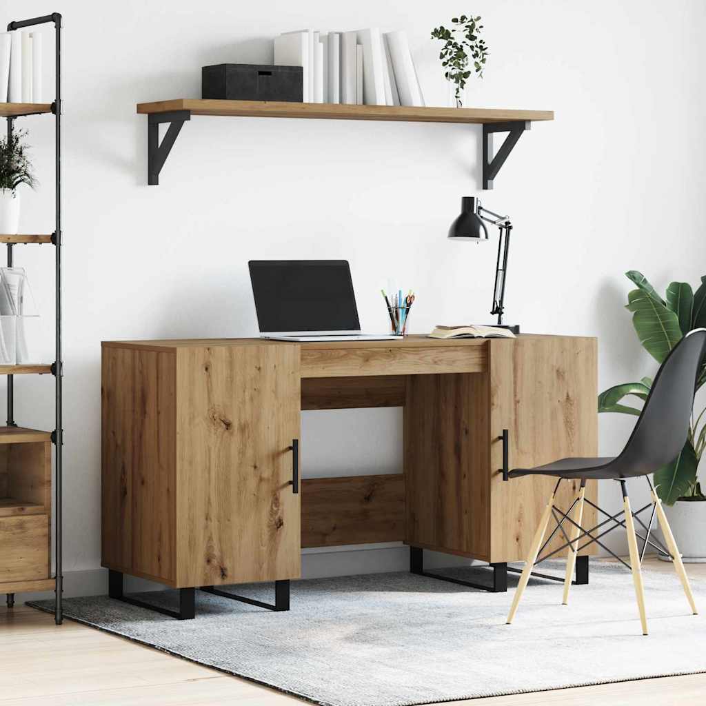 Scrivania Rovere Artigianale 140 X 50 X 75 Cm Legno Multistrato