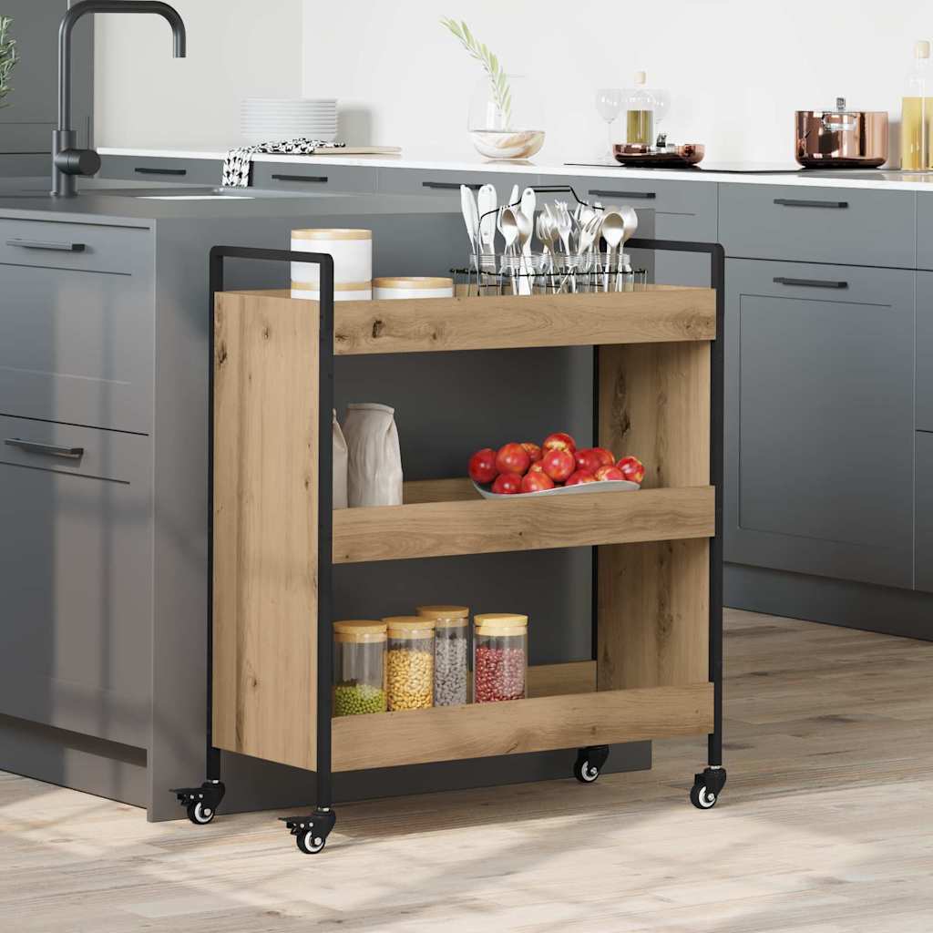 Carrello Da Cucina Rovere Artigianale 70 X 30 X 82 cm
