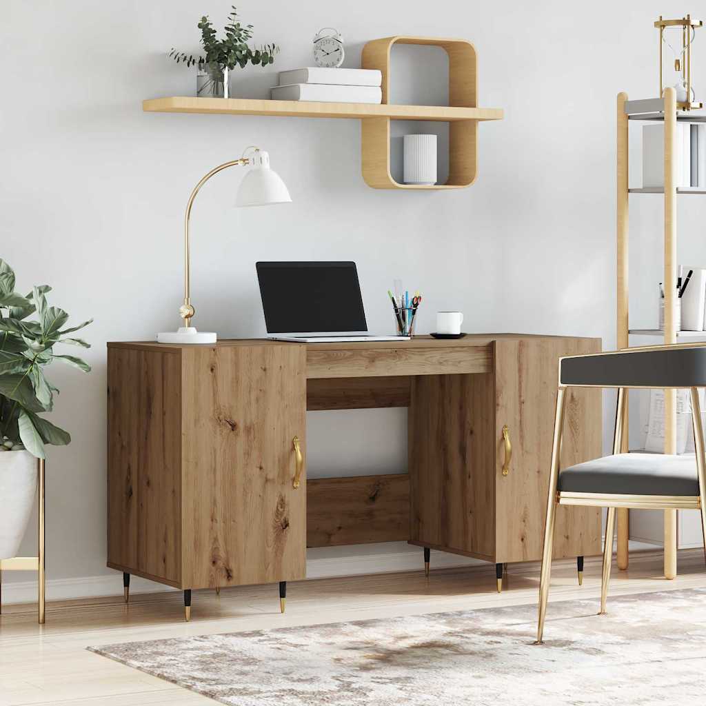 Scrivania Rovere Artigianale 140 X 50 X 75 Cm Legno Multistrato