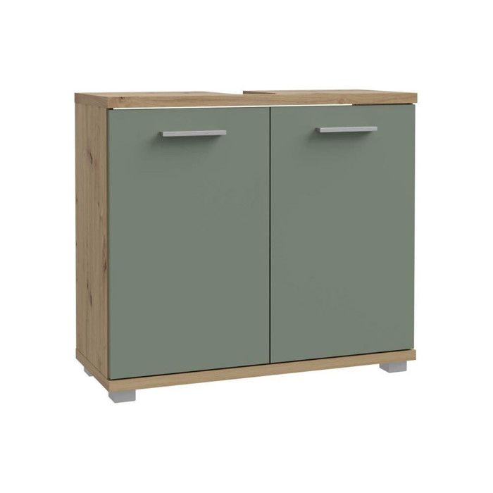 Champ - Mobile Sottolavello - 2 Ante - 69,9 X 28,9 X 62 Cm - Rovere Artisan / Verde Salvia - Forte