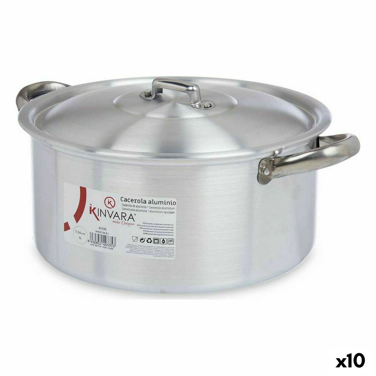 Casseruola Con Coperchio Kinvara Argentato 5 L 33 X 14,5 X 26 Cm (10 Unità)