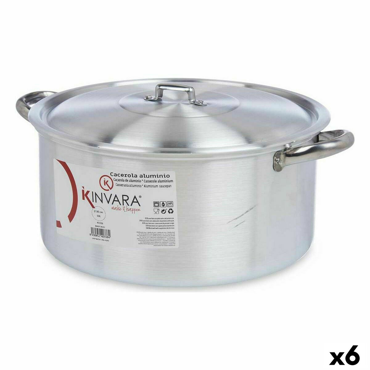 Casseruola Con Coperchio Kinvara Argentato 10 L 40 X 18 X 32 Cm 40 X 18 X 32,3 Cm (6 Unità)