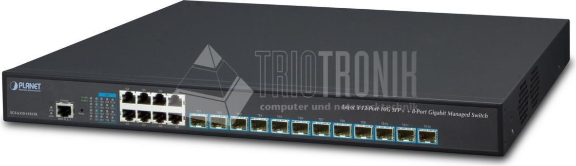 Planet XgS-6350-12x8tr - Switch - L3 - Managed - 12 X 10 Gigabit Sfp+ + 8 X 10/100/1000 - Desktop, An Rack Montierbar (xgS-6350-12x8tr)