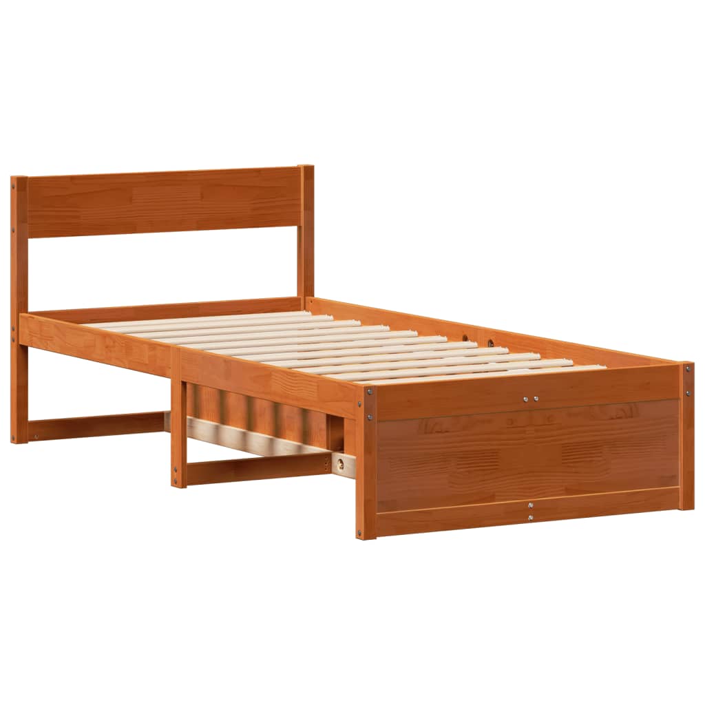 Letto Senza Materasso Marrone Cera 100x200 Cm In Legno Di Pino - Image 4