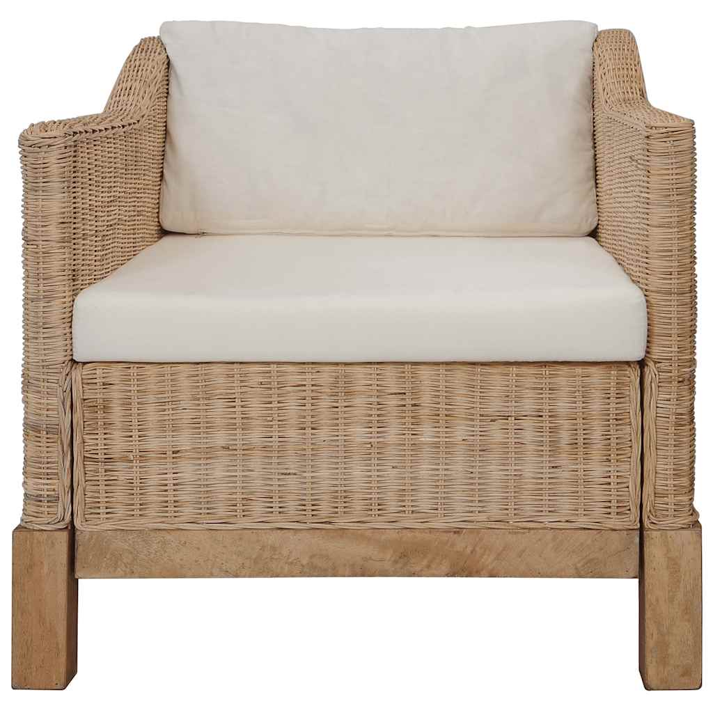 Set Di Divani 2 Pz Con Cuscini In Rattan Naturale