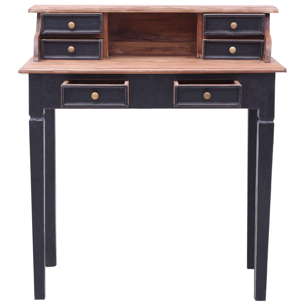 Scrivania Con Cassetti 90x50x101 Cm In Legno Massello Di Mogano - Image 3