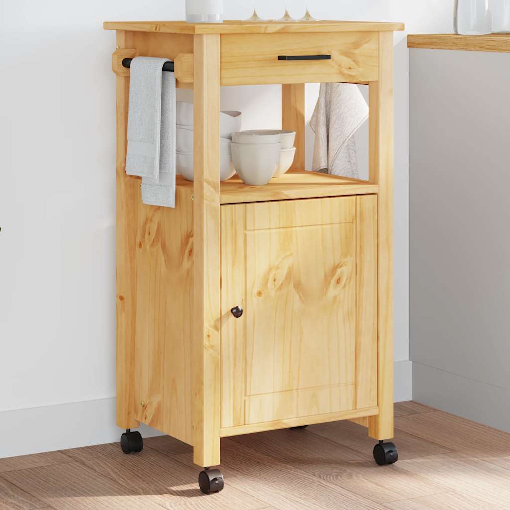 Carrello Da Cucina Monza 48x40x88,5 Cm In Legno Massello Di Pino