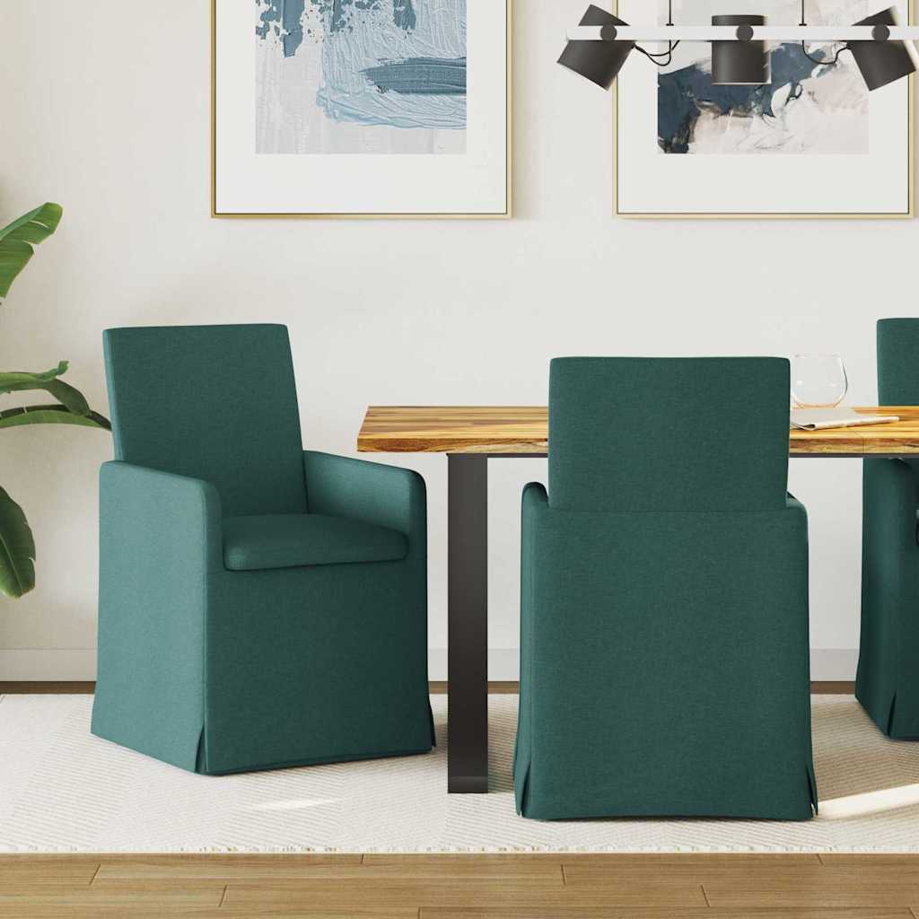 Sedie Da Pranzo 2 Pcs Verde Scuro 57 X 67 X 95 Cm Tessuto