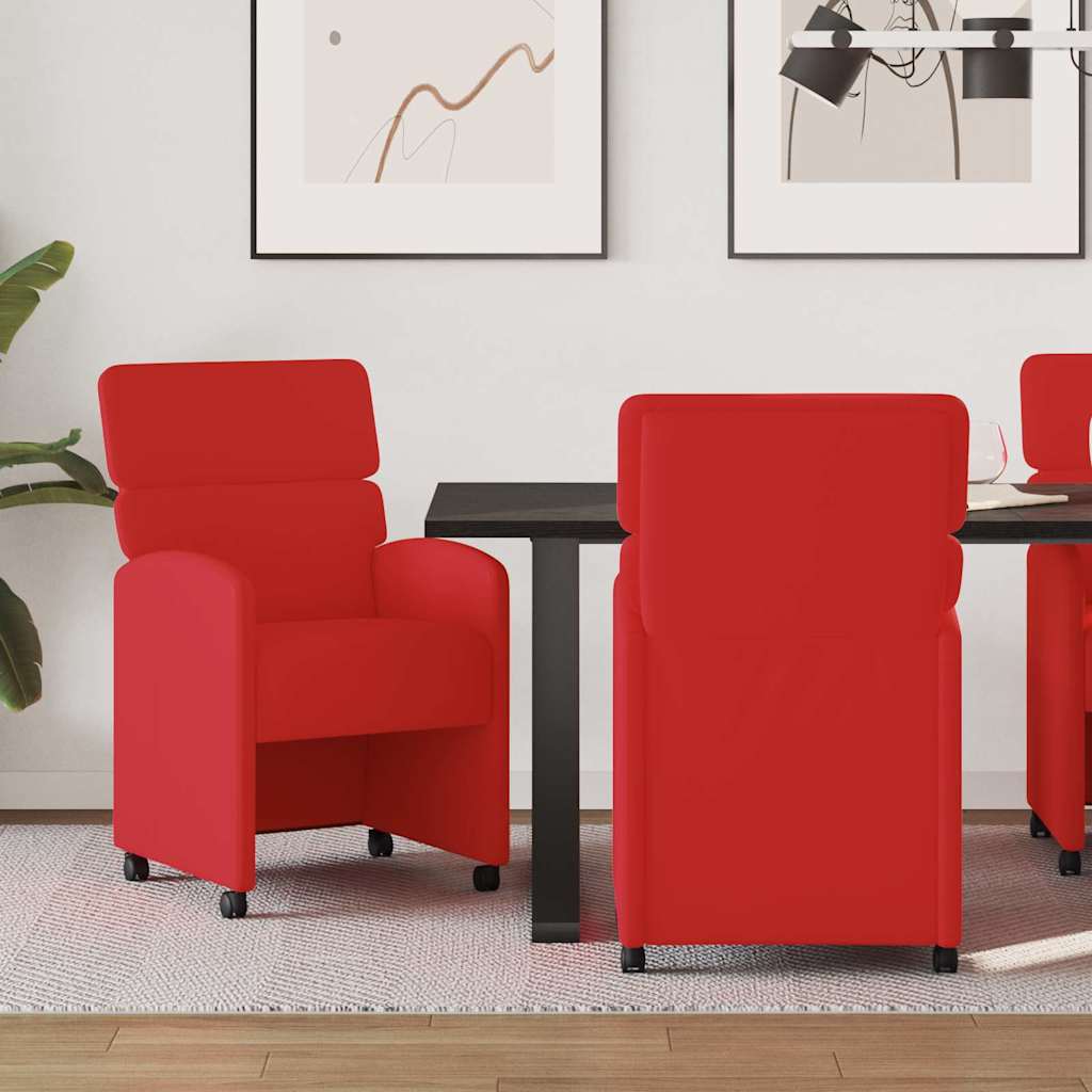 Sedie Da Pranzo Con Ruote Con Ruote 2 Pcs Rosso 58 X 65 X 98 cm