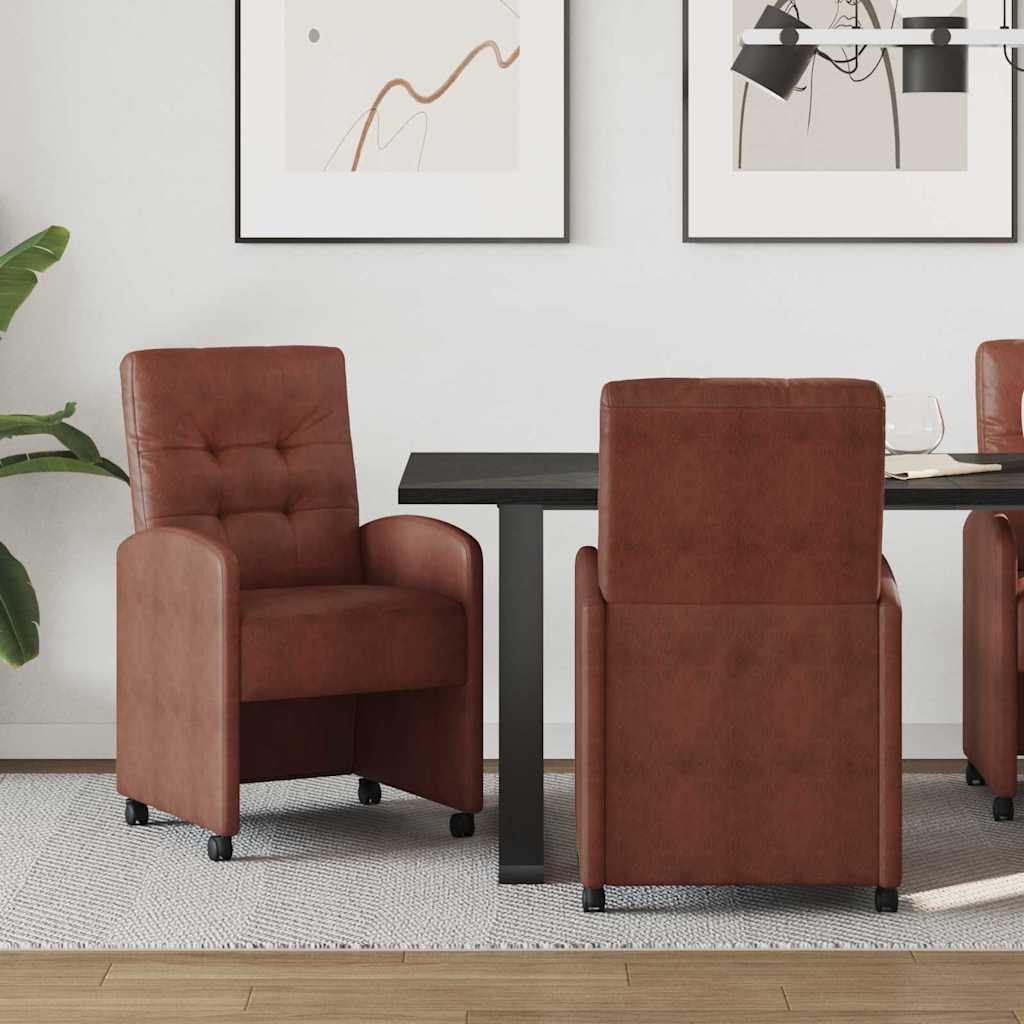 Sedie Da Pranzo Con Ruote 2 Pcs Marrone Lucido 57 X 67 X 98 cm
