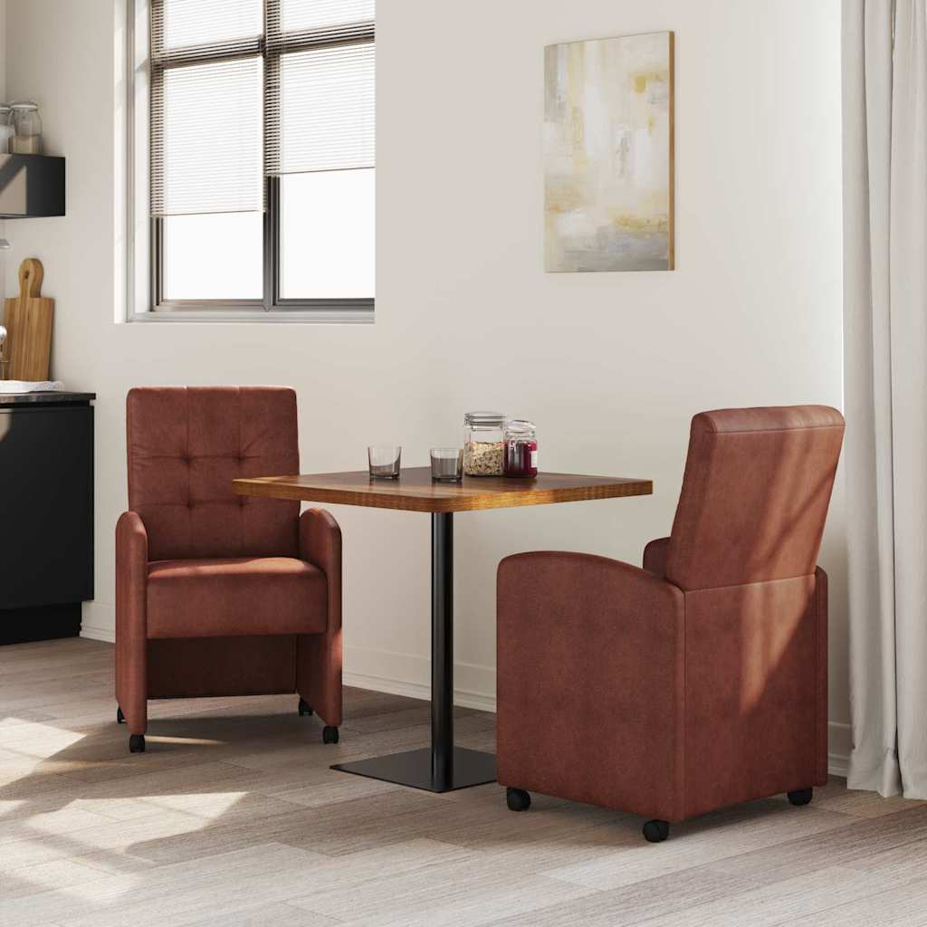 Sedie Da Pranzo Con Ruote 2 Pcs Marrone Lucido 57 X 67 X 98 cm - Image 3